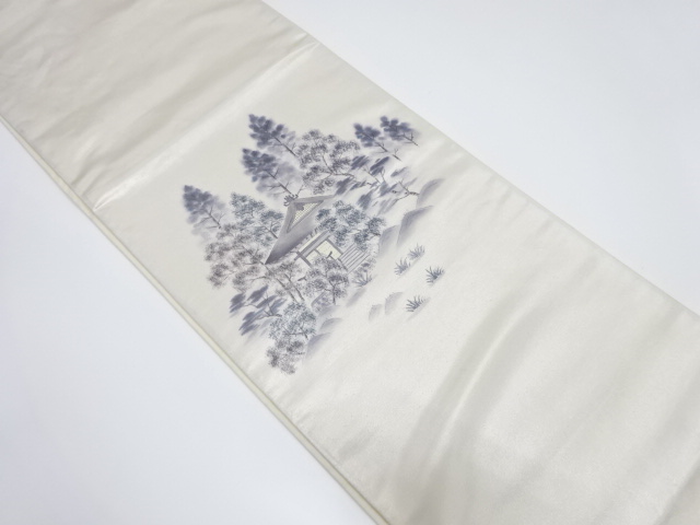 手描き樹木に屋敷模様袋帯